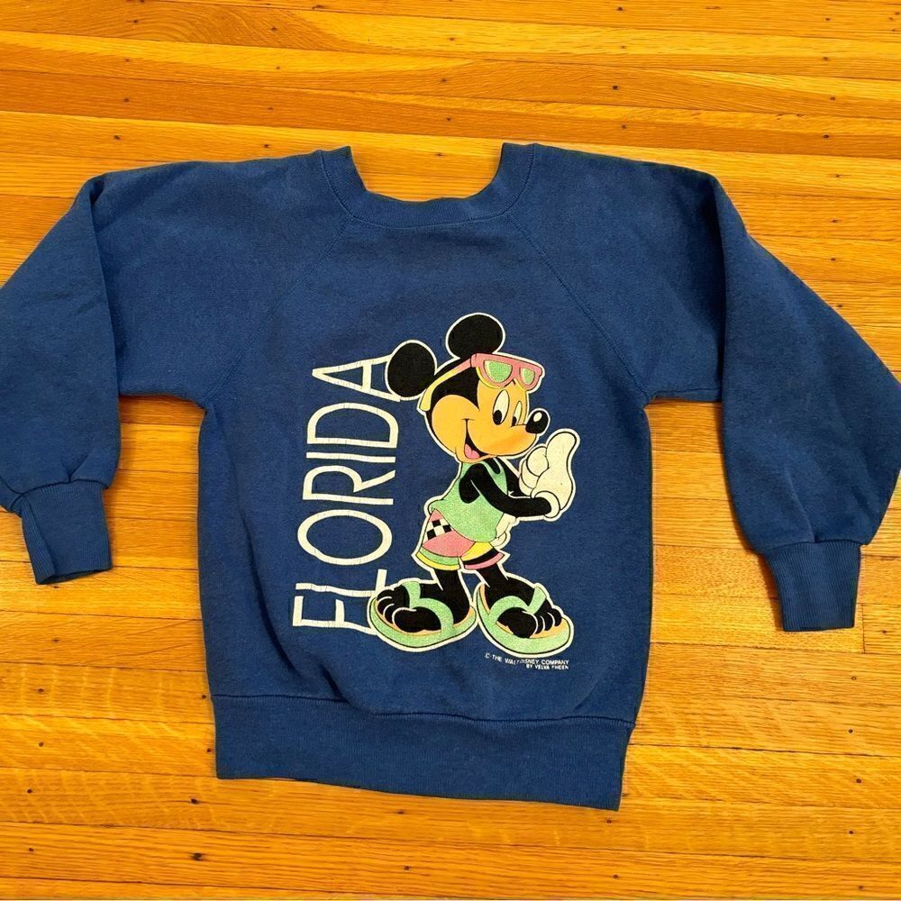 Disney Florida Mickey Mouse Vintage Blue Kids Crewneck Sweatshirt